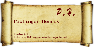 Piblinger Henrik névjegykártya